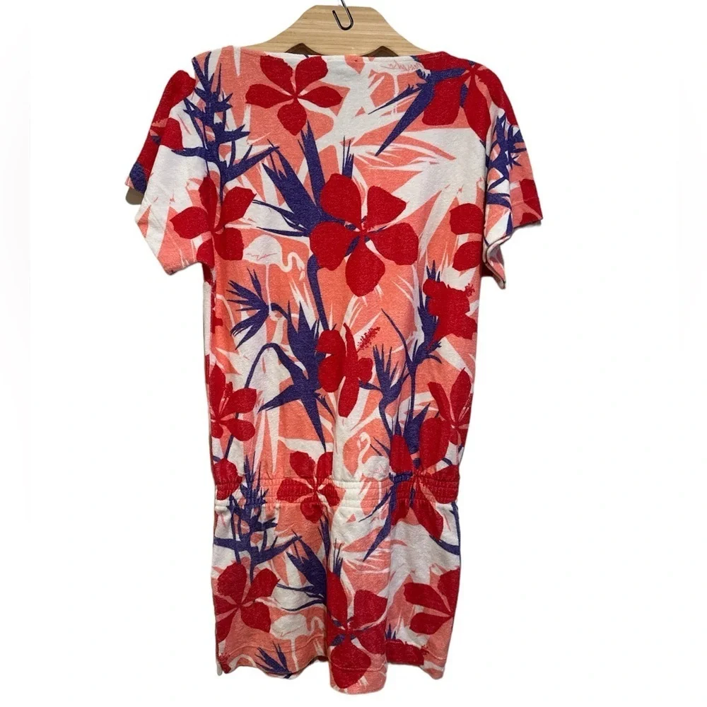 VILEBREQUIN PREMIUM LUXE TERRYCLOTH SHORT SLEEVE PINK PURPLE BEACH COVERUP DRESS